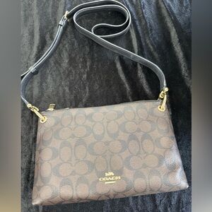 Coach Signature Brown and Black Crossbody Bag